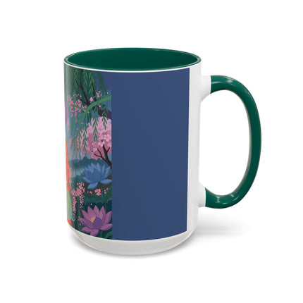 The Lady Of The Cherry Blossoms Colorful Mugs – Art Deco Spring Elegance