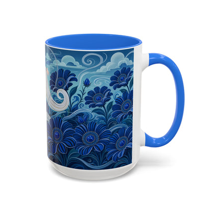 💙🌸 The Sapphire Wind Dancer Colorful Mug – Art Deco Floral Fantasy