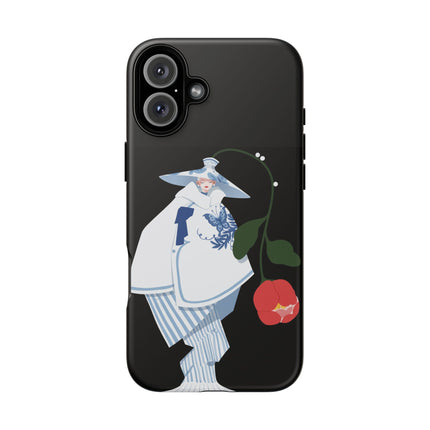 Blue & White Porcelain Geisha Phone Case – Elegant Mystery & Floral Grace