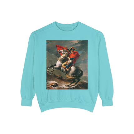 Napoleon Crossing the Alps by Jacques-Louis David Unisex Garment-Dyed Sweatshirt