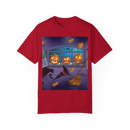 Whimsical Halloween Mischief Unisex Garment-Dyed T-shirt