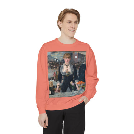 A Bar at the Folies-Bergère by Edouard Manet Unisex Garment-Dyed Sweatshirt