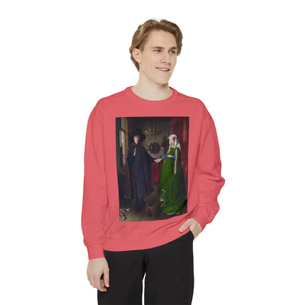 Arnolfini Portrait by Jan Van Eyck Unisex Garment-Dyed Sweatshirt
