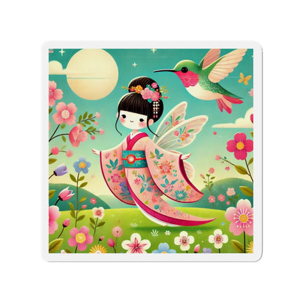 Geisha Fairy and the Hummingbird Blossom Die-Cut Magnets (5 Sizes)