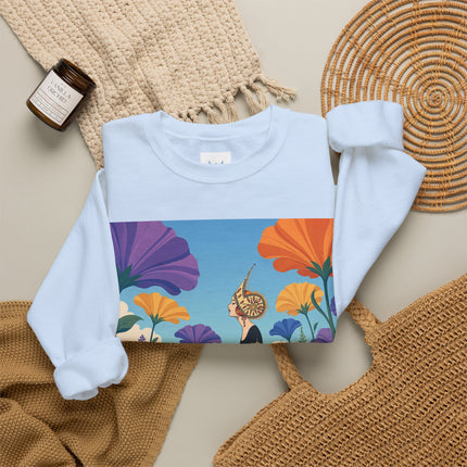 🌺🧡 The Lady Of The Golden Garden Crewneck Sweatshirt – Art Deco Fashion Fantasy