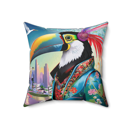 Cyber Toucan Chic Spun Polyester Square Pillow