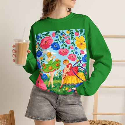 🌸🧚 The Fairies In The Flower Garden Crewneck Sweatshirt – Art Deco Floral Whimsy