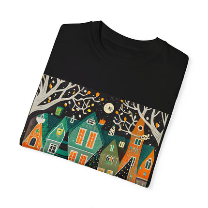 Night of the Trick-or-Treating Owlets Unisex Garment-Dyed T-shirt
