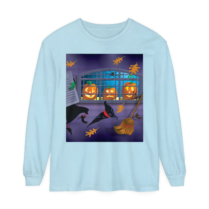 Whimsical Halloween Mischief Unisex Garment-dyed Long Sleeve T-Shirt