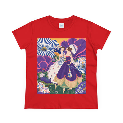 💜🌼 The Violet Garden Companions Cotton Tee – Art Deco Fashion Illustration