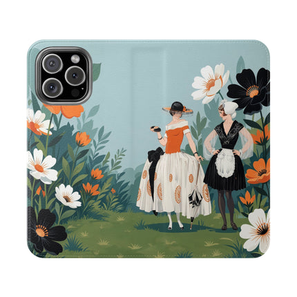 🌼🖤 The Ladies Of The Garden Promenade Flip Case – Art Deco Floral Fashion