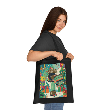 🎄🎁 The Lady Of The Christmas Ornament Cotton Tote Bag – Art Deco Holiday Fantasy