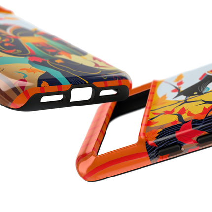 Black Cat in Kimono Phone Cases