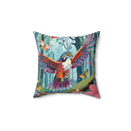 A Colorful Raptor Spun Polyester Square Pillow