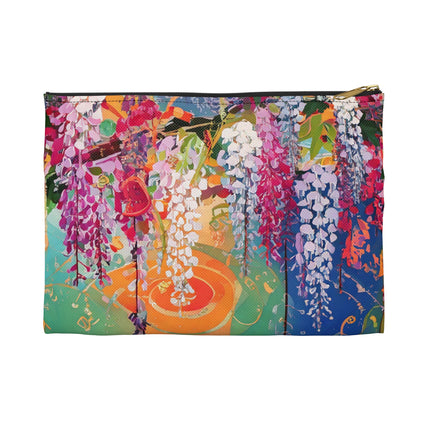 Golden Wisteria Elegance Accessory Pouch – Klimt Inspired Japanese Art Nouveau Design