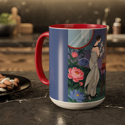 Whispers to the Golden Songbird Colorful Mugs – Art Deco Garden Elegance