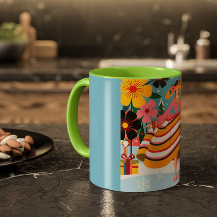 🌼🎄 The Christmas Blossom Belle Colorful Mug – Colorful Art Deco Holiday Fantasy