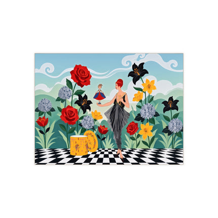 🌹🎭 The Lady Of The Little Dancer Ceramic Tile – Art Deco Floral Fantasy