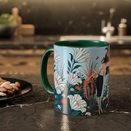 🎨💙 The Enchanted Garden Artist Colorful Mug – Art Deco Floral Whimsy