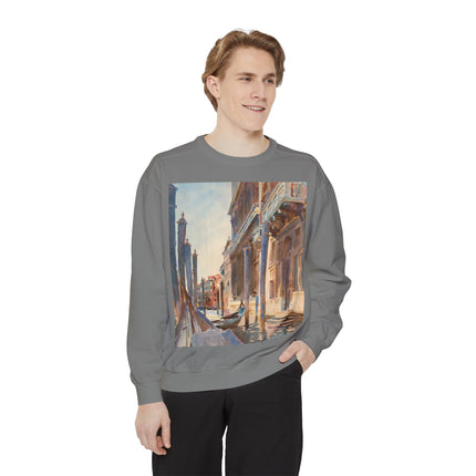 Gondola Moorings on the Grand Canal by John Singer Sargent Unisex Garment-Dyed Sweatshirt