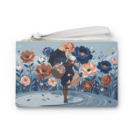 ☂️🌺 The Lady Of The Traveling Garden Clutch Bag – Art Deco Floral Adventure