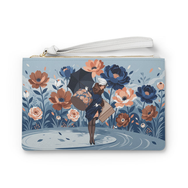 ☂️🌺 The Lady Of The Traveling Garden Clutch Bag – Art Deco Floral Adventure