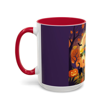 🌕🍂 Autumn Song Beneath The Harvest Moon Colorful Mug – Whimsical Halloween Charm