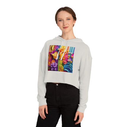The Graceful Freesia Women’s Cropped Hooded Sweatshirt