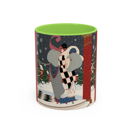 ❄️✨ The Winter Couture Promenade Colorful Mug – Art Deco Holiday Elegance