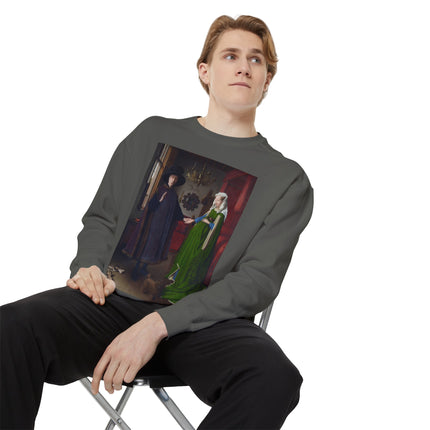 Arnolfini Portrait by Jan Van Eyck Unisex Garment-Dyed Sweatshirt