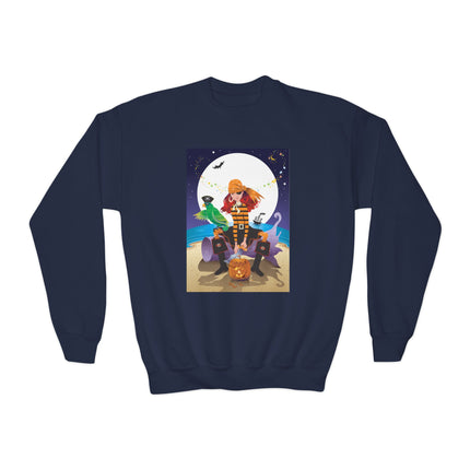 Moonlit Pirate Halloween Youth Crewneck Sweatshirt
