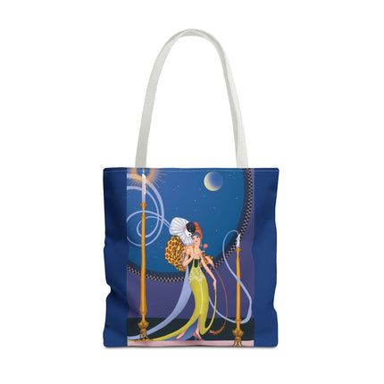 Smoke and Secrets: A Glamorous Encounter in Prohibition Era Tote Bag (AOP)