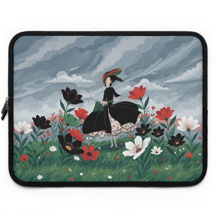 🌧️🌺 The Lady Of The Storm Garden Laptop Sleeve – Art Deco Floral Drama