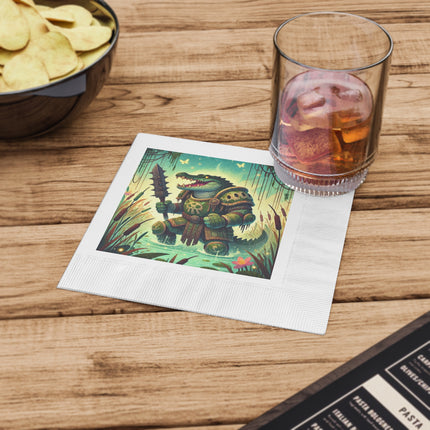 Swamp Tyrant White Coined Napkins