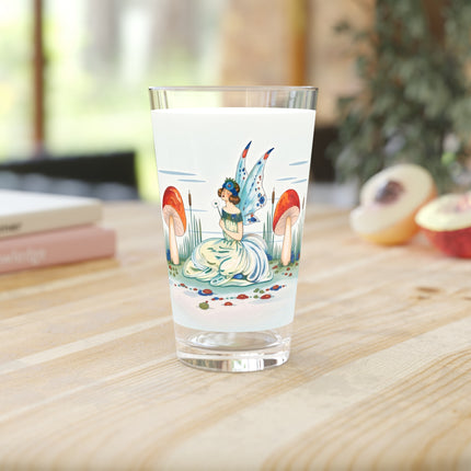 🧚🍄 The Fairy Of The Scarlet Mushrooms Pint Glass – Art Deco Woodland Fantasy