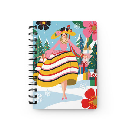 🎀❄️ The Lady Of The Christmas Ribbon Garden Spiral Notebook – Art Deco Holiday Fantasy