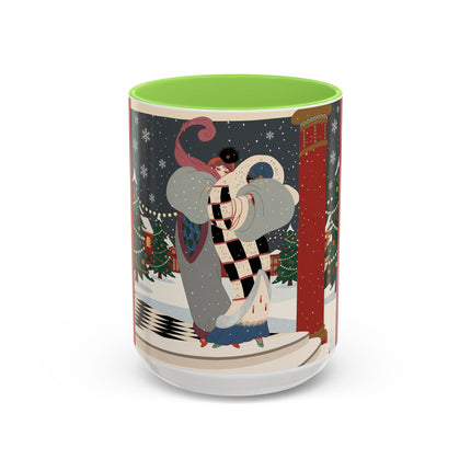 ❄️✨ The Winter Couture Promenade Colorful Mug – Art Deco Holiday Elegance