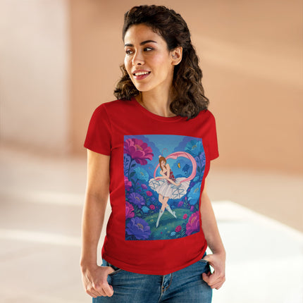 🦋🌸 The Butterfly Garden Ballet Cotton Tee – Art Deco Floral Whimsy