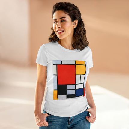 Composition with Red, Yellow, Blue, and Black by Piet Mondrian Women's Midweight Cotton Tee