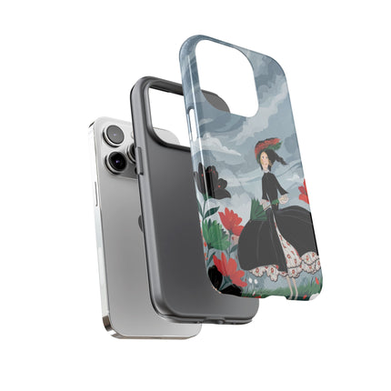 🌧️🌺 The Stormy Flower Walk Phone Case – Art Deco Floral Fashion