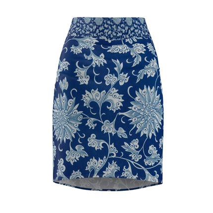 Blue Flower Pattern by Owen Jones Women's Pencil Skirt (AOP)