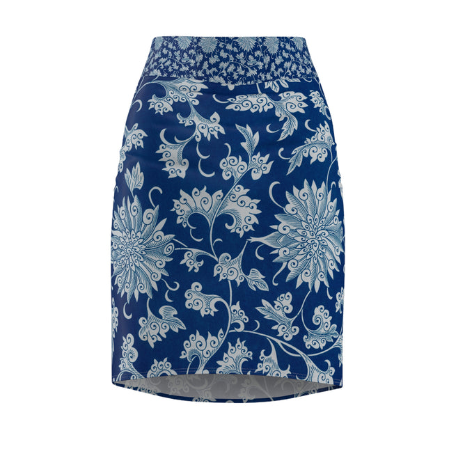Blue Flower Pattern by Owen Jones Women's Pencil Skirt (AOP)