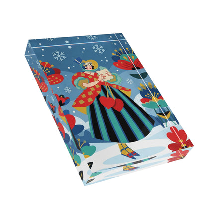 ❤️❄️ The Winter Heart Messenger Acrylic Art Block – Art Deco Snow Garden Fantasy