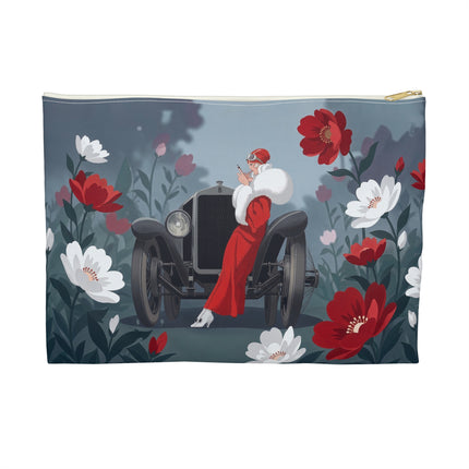 🚗🌺 The Lady Of The Grand Touring Car Accessory Pouch – Art Deco Motoring Elegance