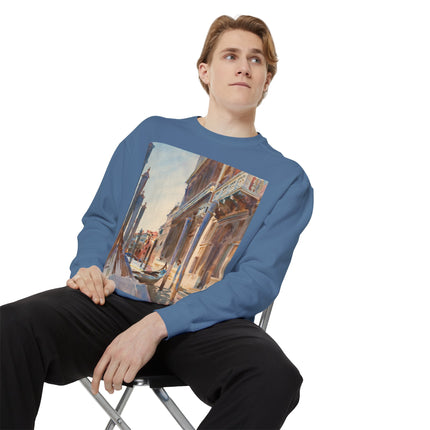 Gondola Moorings on the Grand Canal by John Singer Sargent Unisex Garment-Dyed Sweatshirt
