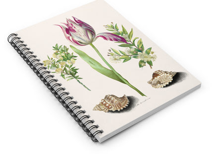 Tulip, Branches of Myrtle, and Shells Spiral Notebook - Ruled Line