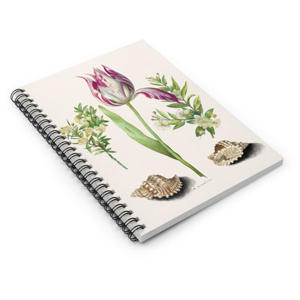 Tulip, Branches of Myrtle, and Shells Spiral Notebook - Ruled Line