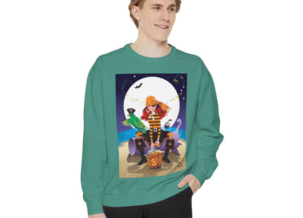 Moonlit Pirate Halloween Unisex Garment-Dyed Sweatshirt