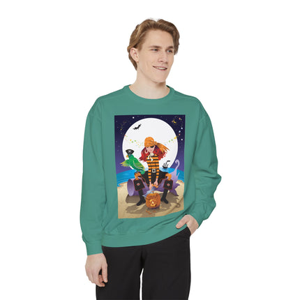 Moonlit Pirate Halloween Unisex Garment-Dyed Sweatshirt