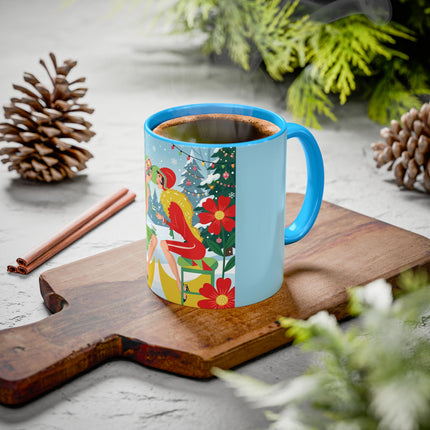 ☕🎄 Christmas Tea In The Snow Garden Colorful Mug – Art Deco Holiday Friendship